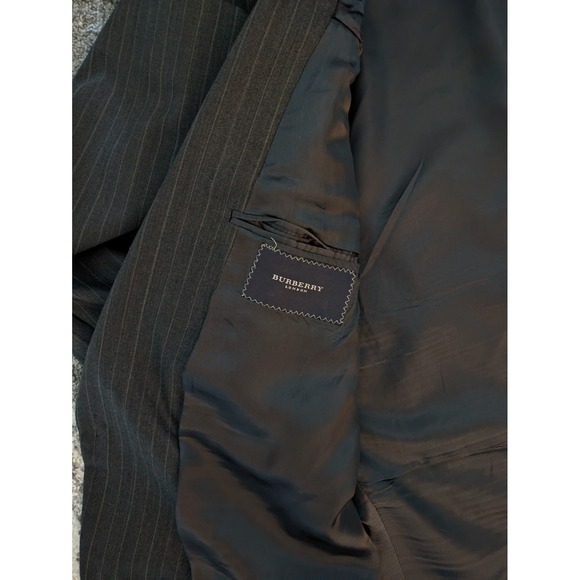 Burberry London‎ Mens Wool Blazer 48L Dark Gray Stripe Two-Button Suit Jacket - Picture 4 of 7